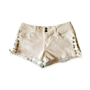 TATTOO JEANS Low-Rise White Jeans Shorts with Side Lace Size 5